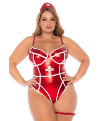 Costume sexy infirmière grande taille 3 pièces 
